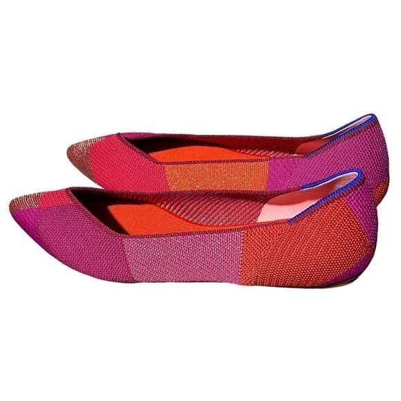 Rothys The Point Knit Flats Metallic Pomegranate Patchwork Women's 12.5‎ NEW - Picture 4 of 14